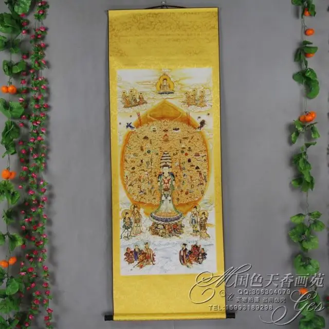 

China Antique collection Calligraphy and painting Buddha diagram
