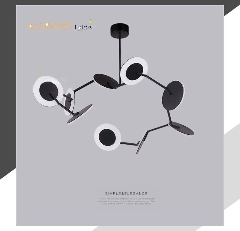 Светодиодный Современный multiful акриловый черный цвет подвесной светильник 6