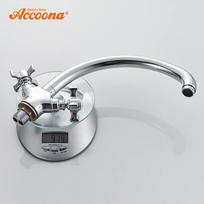 Accoona, кухонный кран, Твердый латунный кран для воды, кухонный кран, раковина, смесители с двумя рычагами, смеситель для горячей и холодной воды, кран A4070