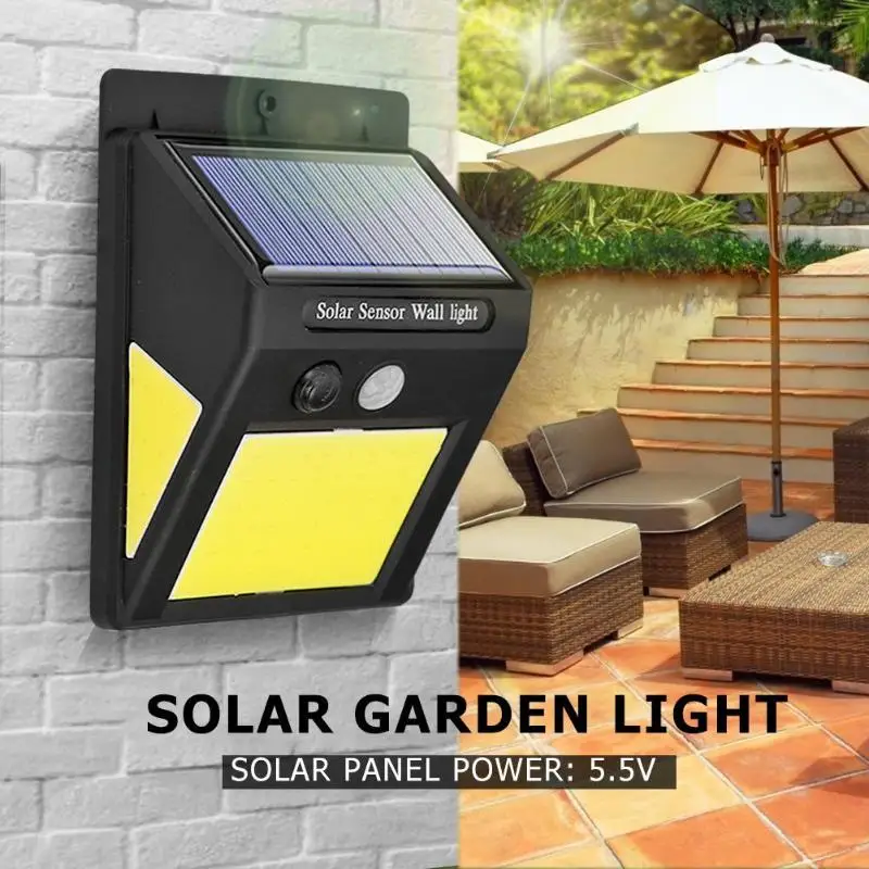 60 LED COB Outdoor Solar Lamp Motion Sensor IP65 Path Yard Wall 3 Modes Intelligent Light-Sensitive Night Light New Arrival | Лампы и