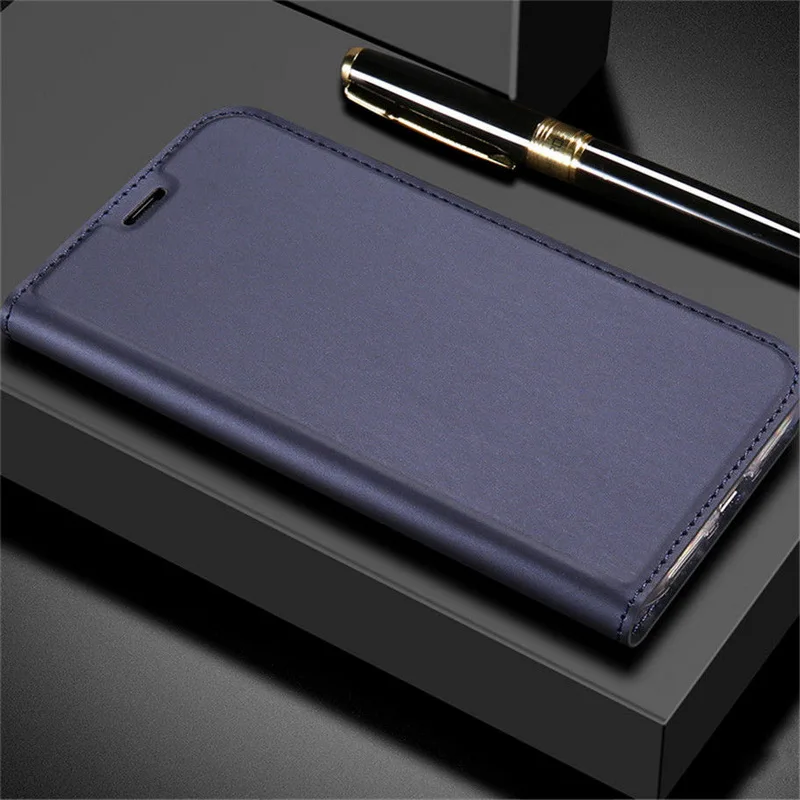 Navy Blue Ультра тонкий магнитный мягкий чехол-книжка из гладкой кожи для iPhone X XS MAX XR 6s 7 8 Plus 11 Pro держатель для карт чехол-подставка - Цвет: Navy Blue