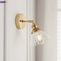 iwhd nordic copper glass led wall lamp beside bedroom home lighting edison wall sconces wandlamp bathroom mirror light fixtures
