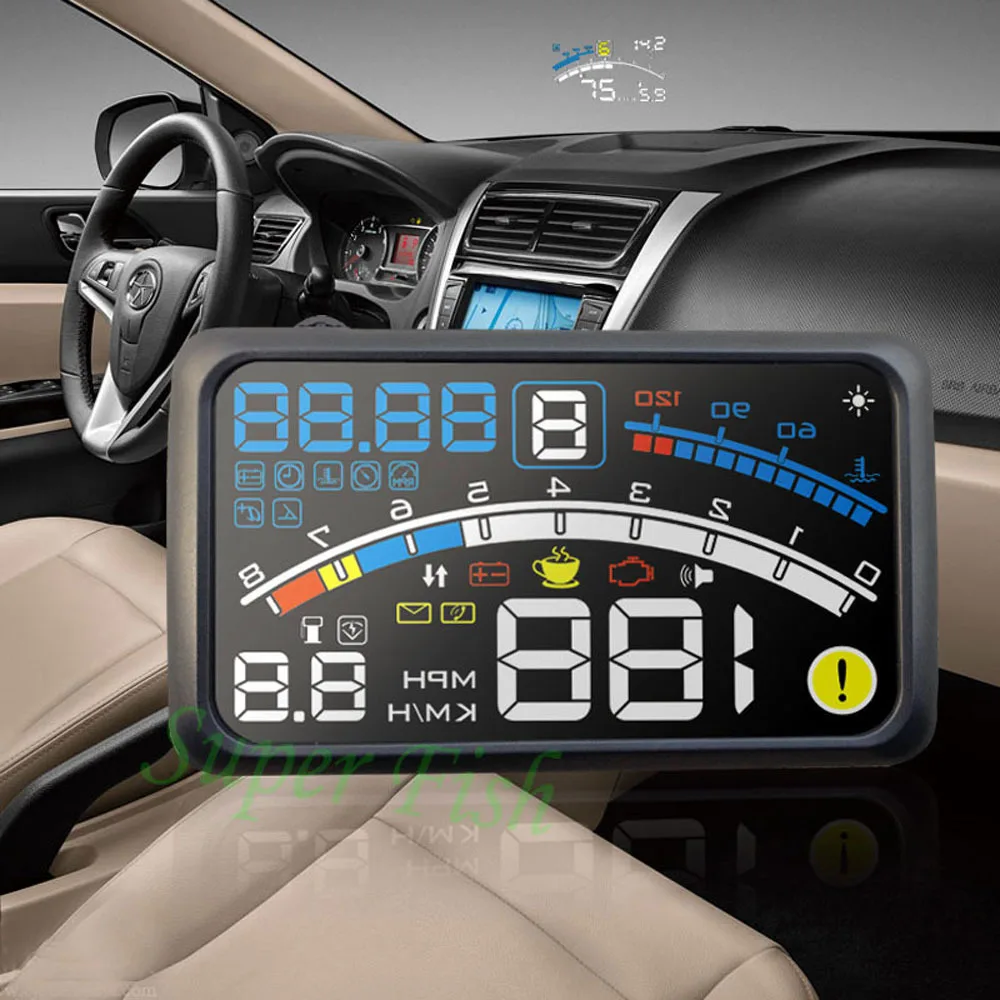 5 ''дисплей с головкой obd hud Дисплей Автомобильный gps Спидометр 2 дисплей tpms tmps