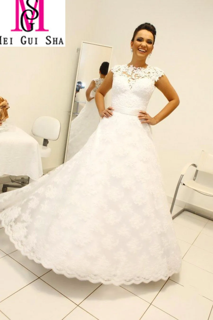 Горячие Продажи Две Части 2017 МГ Съемный Поезд Свадебные Платья Сборную Рукава