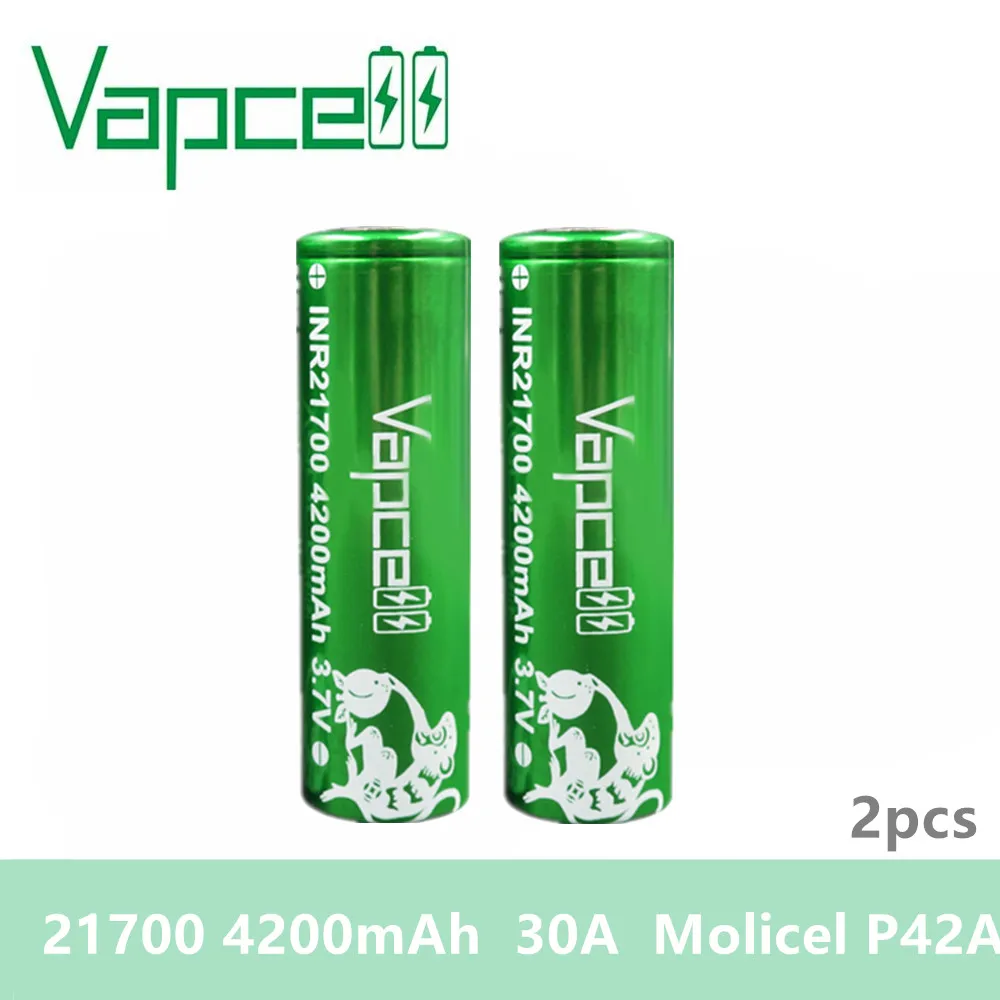 Бесплатная доставка 2 шт Vapcell 21700 батарея 4200mah 30A rewrap molicel P42A аккумуляторная для