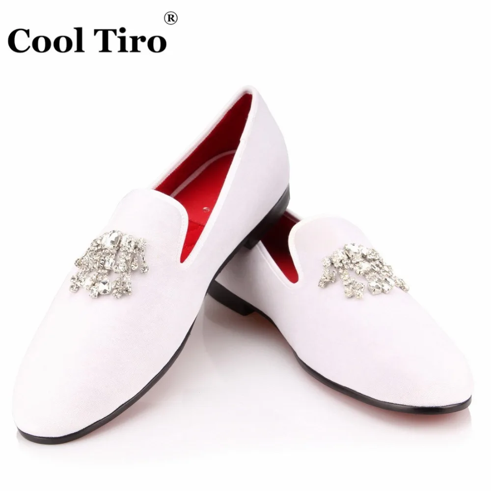 COOL TIRO/белые бархатные модельные туфли; мужские лоферы; тапочки; стразы; кисточки; вечерние свадебные туфли на плоской подошве; Повседневная обувь без застежки