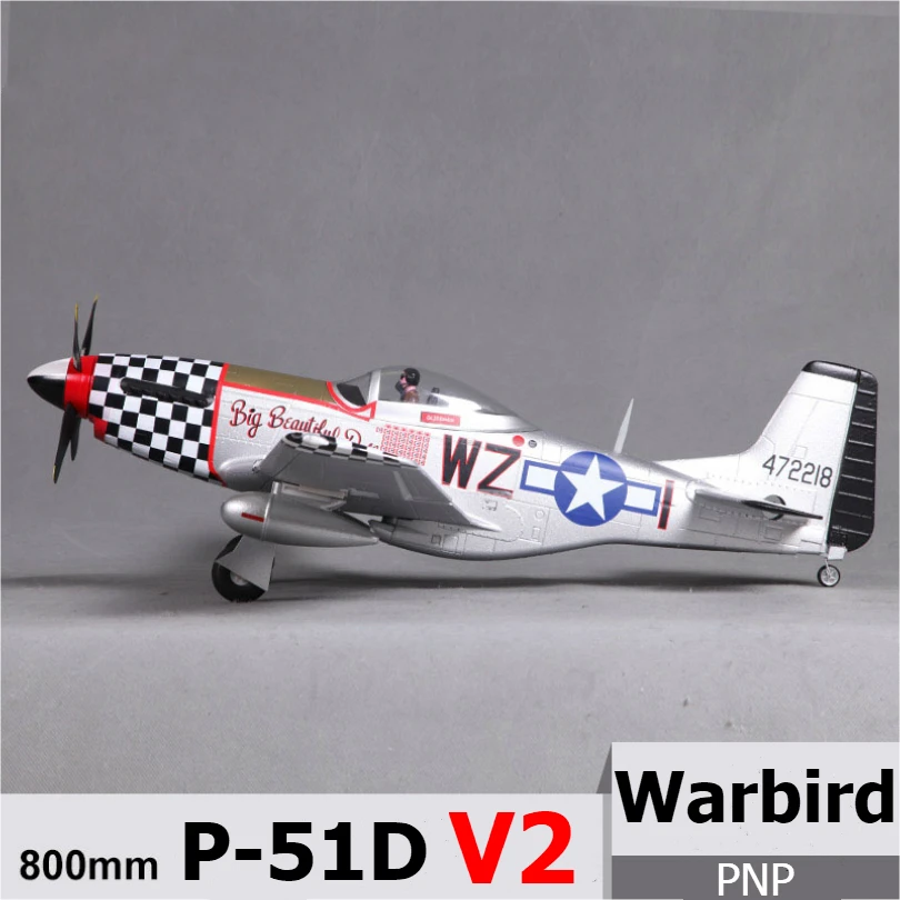 FMS 800 мм Mini Warbird P51 P 51 Mustang V2 Большая красивая кукла 2S 4CH PNP радиоуправляемый самолет