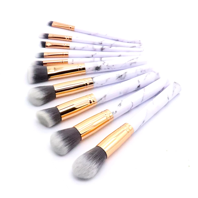Brush Only 10 шт набор кистей для макияжа Набор инструментов с профессиональной кисть Кабуки для пудры для макияжа в чехол кистей для макияжа держатель кистей для макияжа - Handle Color: Brush Only