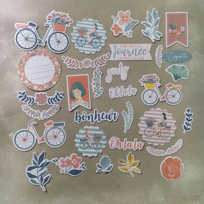 63 шт./упак. девочка путешествия Фольга золото высечки Бумага Скрапбукинг