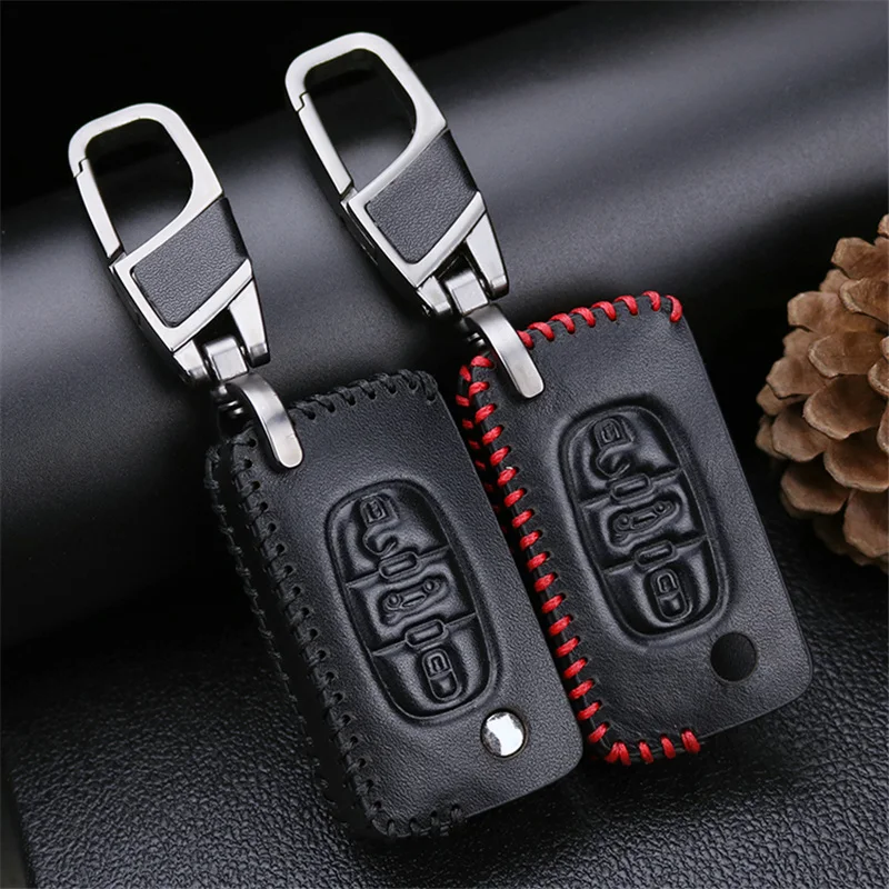 Leather Car Smart Key Chain Shell Cover Case For Peugeot 206 307 308 207 407 208 2008 508 406 3008 2&amp3 Buttons | Автомобили и