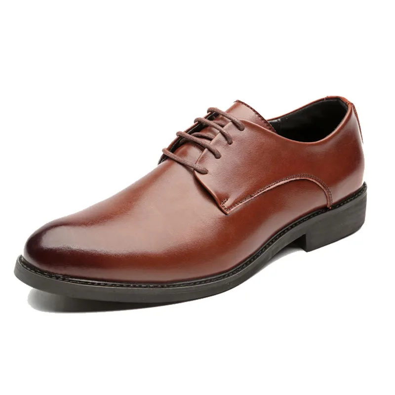 Туфли оксфорды мужские с острым носком натуральная кожа шнуровка Повседневная