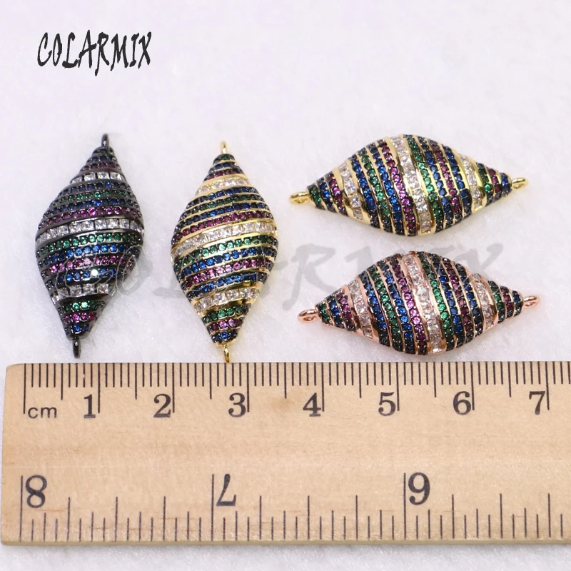 

4Pcs High quality Copper jewelry charms colorful zircon pendant rainbow color jewelry charms for bracelet making