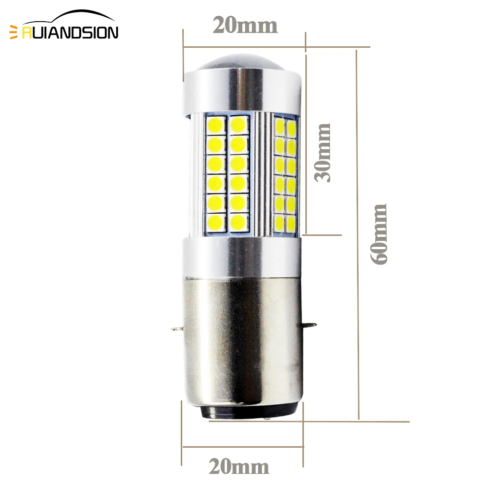 BA20D H6 светодиодный головной светильник для мотоцикла 66 3030 SMD лампы 6 в 12 В белый Hi/Lo мотоцикл Мопед Скутер ATV светильник лампа