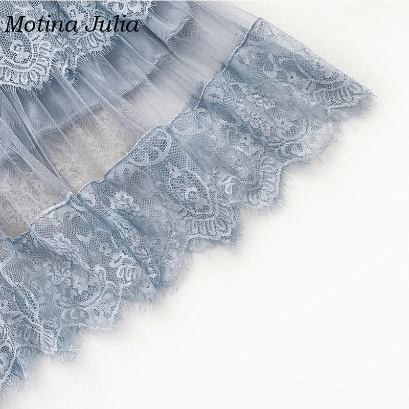 Motina Julia 2019 летняя кружевная вязаная юбка нижняя Женская Вечерние Клубные миди