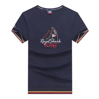 5919-DARKBLUE Мужская одежда летняя футболка с коротким рукавом мужская повседневная брендовая футболка Tace& Shark Мужская майка camisetas hombre - Цвет: 5919-DARKBLUE