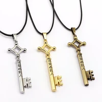 key pendant jewelry necklace leather chain floating locket women necklace girls gifts