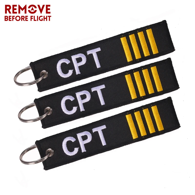 Remove Before Flight Captain Key Chain Jewelry Safety Tag Embroidery CPT Ring for Aviation Gifts Luggage Label | Украшения и