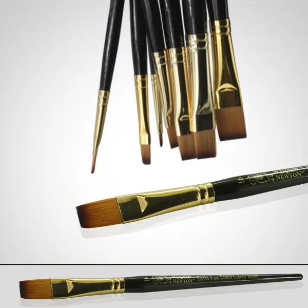 8 шт. Winsor & Newton нейлоновая плоская головка для волос Короткая Деревянная ручка