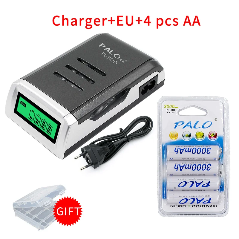 6 шт. 2a AA батареи 1,2 V AA 3000mAh Ni-MH Предварительно заряженный аккумулятор 2A батареи для камеры, часов и бритвы - Цвет: 4pcs AA with charger
