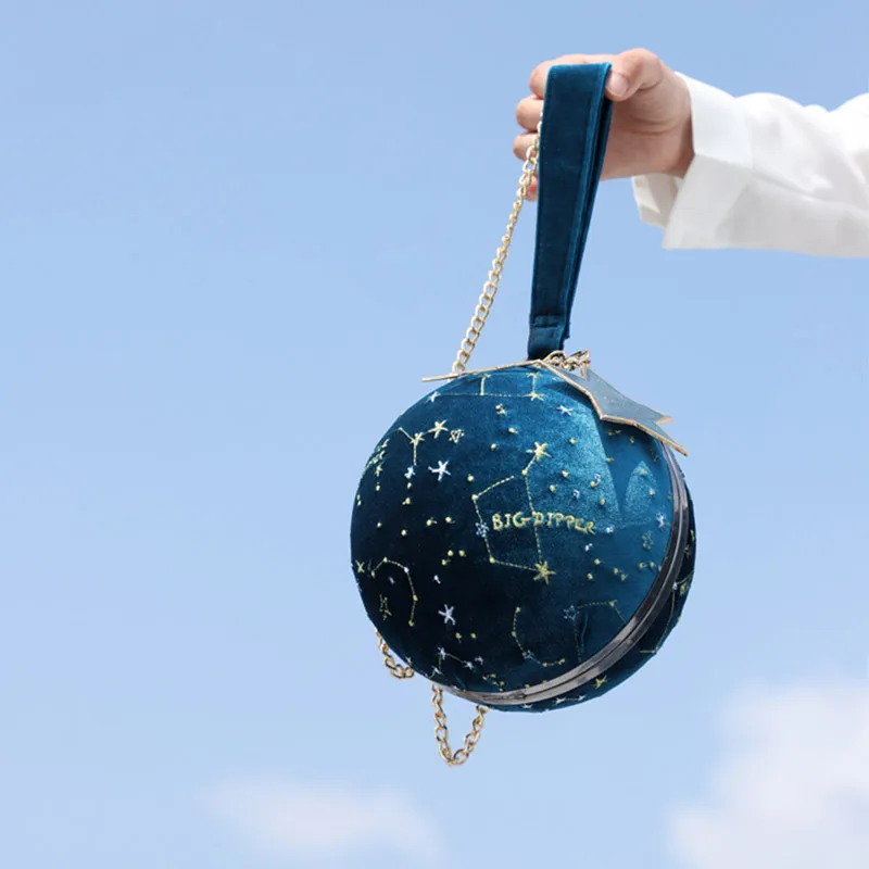 2018 Новая мода планета пакет бархат Star Ball посылка маленькое Круглый Сумка