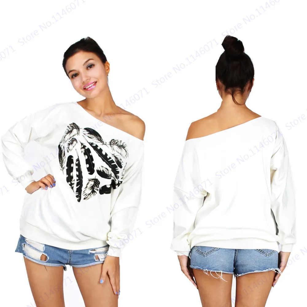 Любовь Перо s свитер одно плечо кофты черный в форме сердца с длинным рукавом