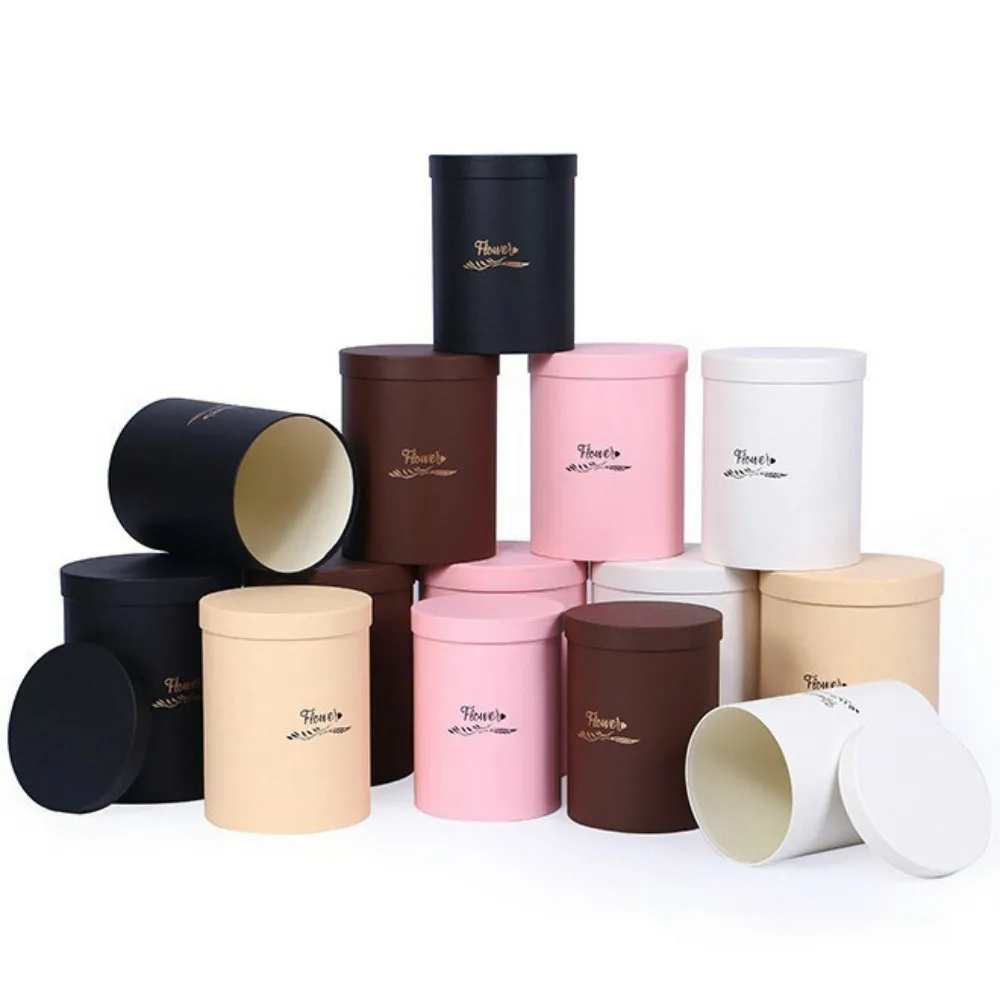 Корейский чистый цвет круглые Цветочные бумажные коробки с крышкой фольорные