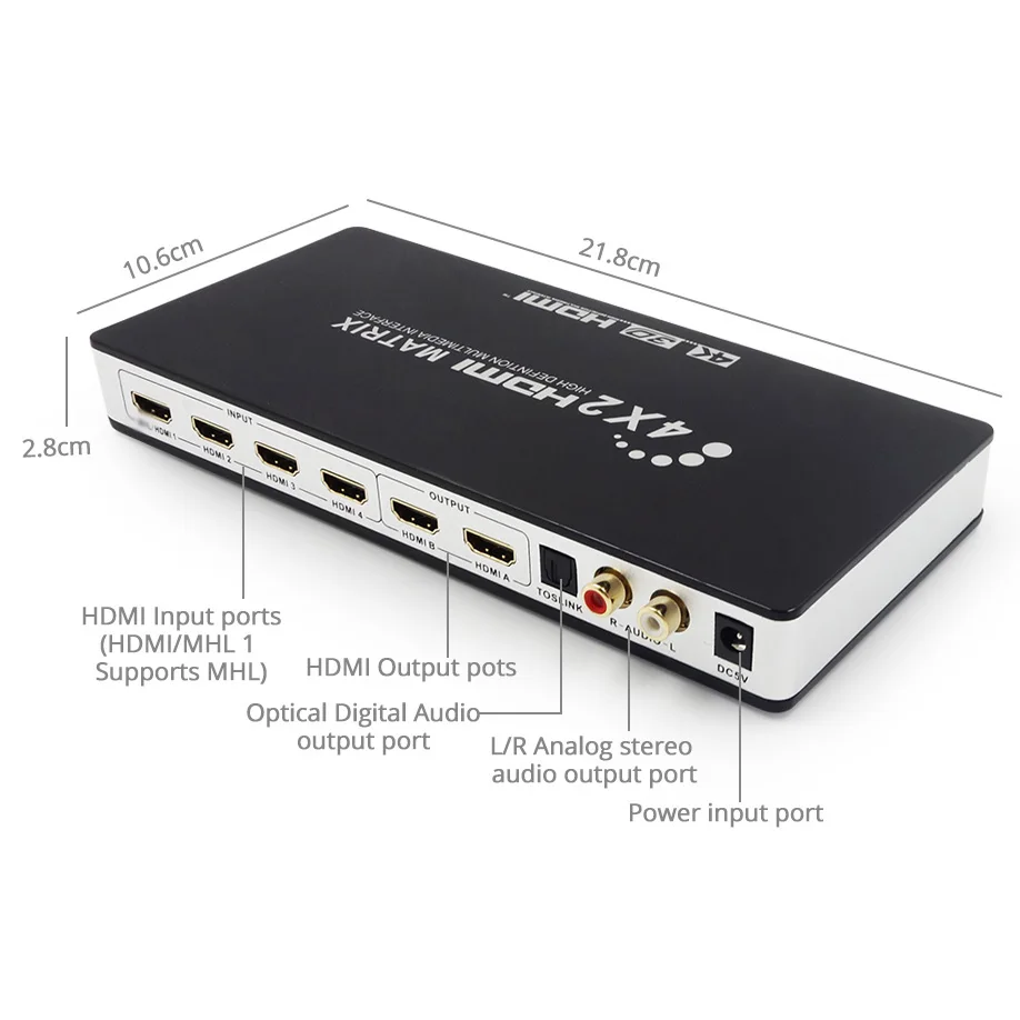 Пульт дистанционного управления + Toslink SPDIF аудио с HDMI матрицей Full HD 4 к 2 3D 1080 P