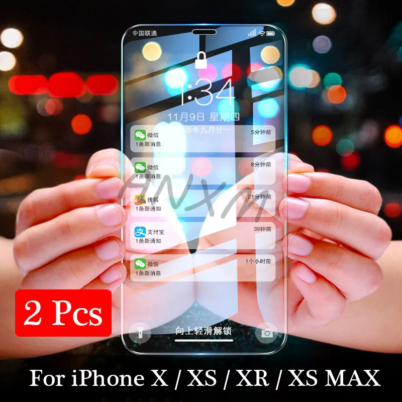 2 шт закаленное стекло для Apple iPhone X XS XR прозрачная защитная пленка экрана MAX