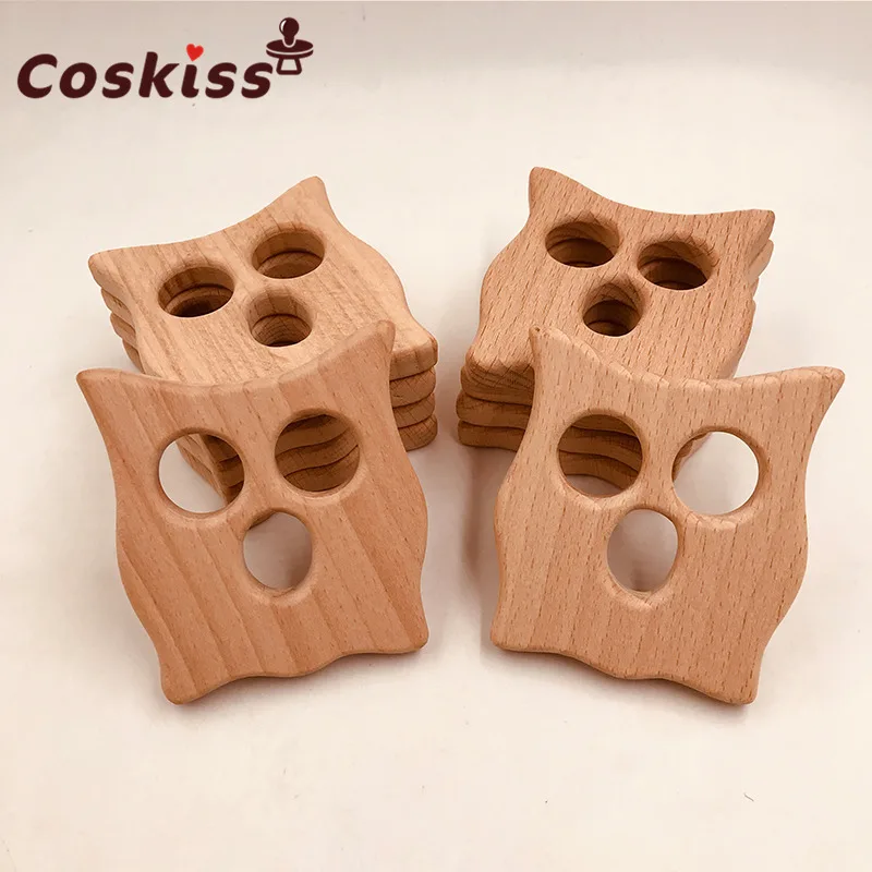 Baby Teether Wood Cat Shape Natrual Beech Wooden Owl Teething Toys Accessories Products Shower Gifts | Мать и ребенок