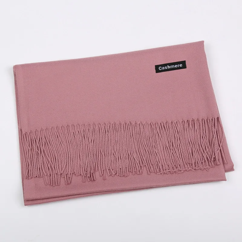 7 Rubber Pink 200 см x 70 см, зимние шарфы больших размеров, простые, модные, теплые, унисекс, одноцветные шарфы, кашемировый шарф, шаль, Пашмина, 30 цветов, 240 г - Цвет: 7 Rubber Pink