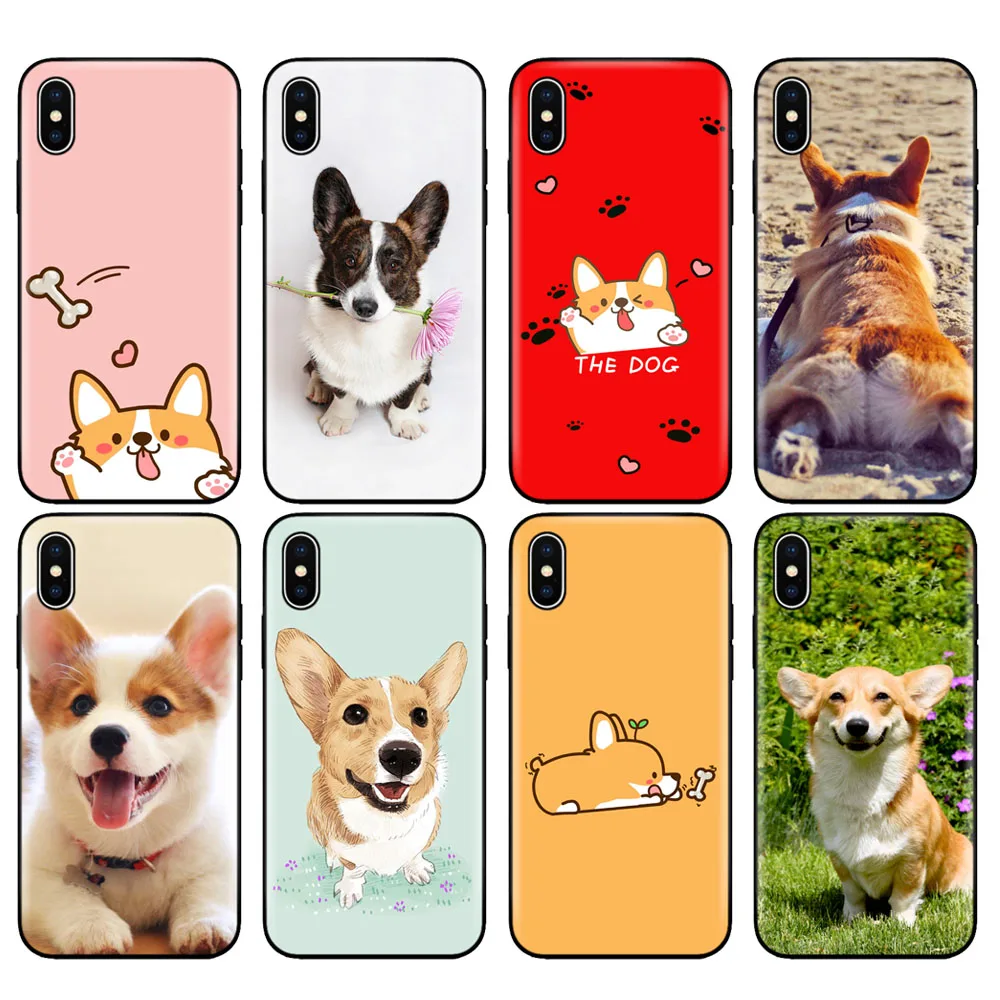 Черный чехол из ТПУ для iphone 5 5s se 6 6s 7 8 plus x 10 силиконовый XR XS 11 pro MAX с корги собакой