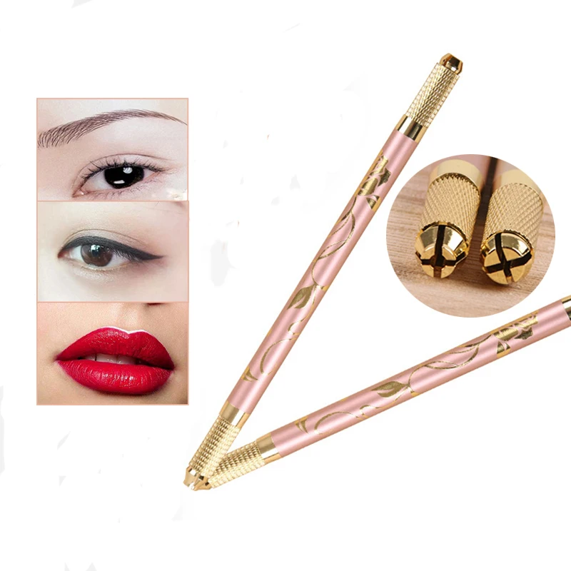 

50PCS Double Head rattan Microblading Pen Manual Tattoo Machine Needle Knife Permanent Makeup 3D Embroidered Eyebrow Lips