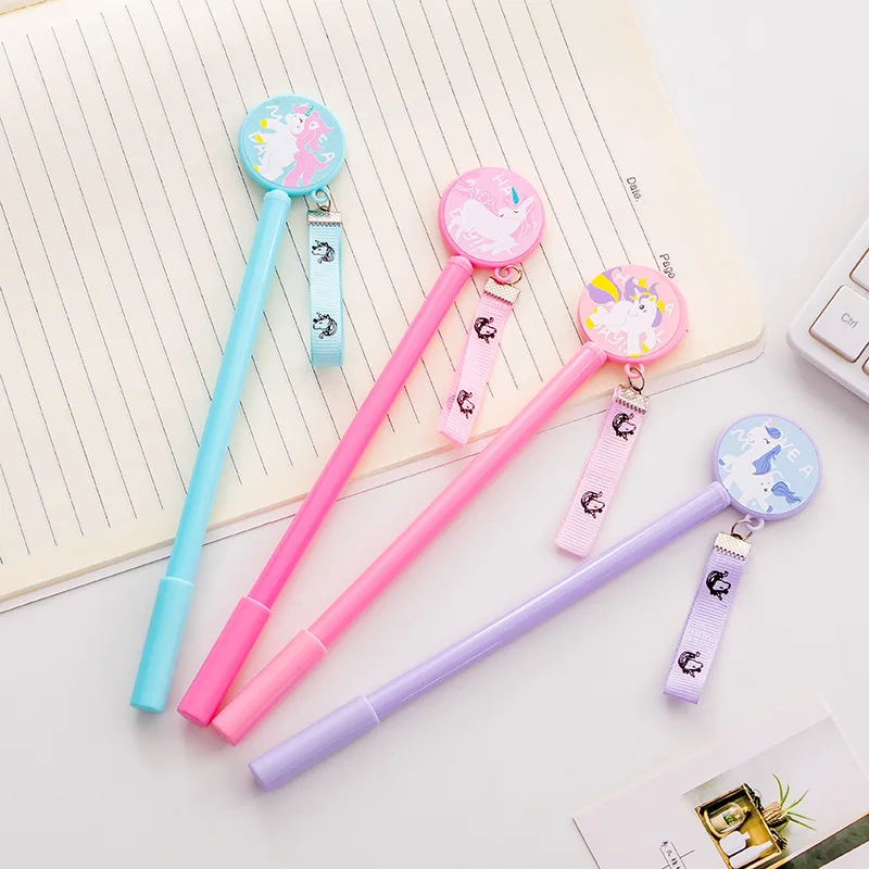 Ручка с круглыми гелевыми чернилами 4 шт./лот в виде единорога лошади творческая