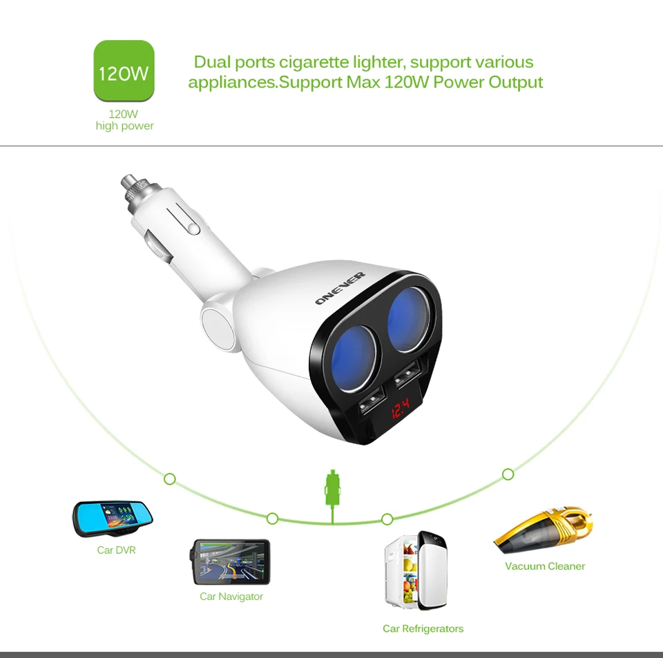 Разветвитель для автомобильного прикуривателя 120 Вт 5 В а|adapter with usb|adapter poweradapter 120w |