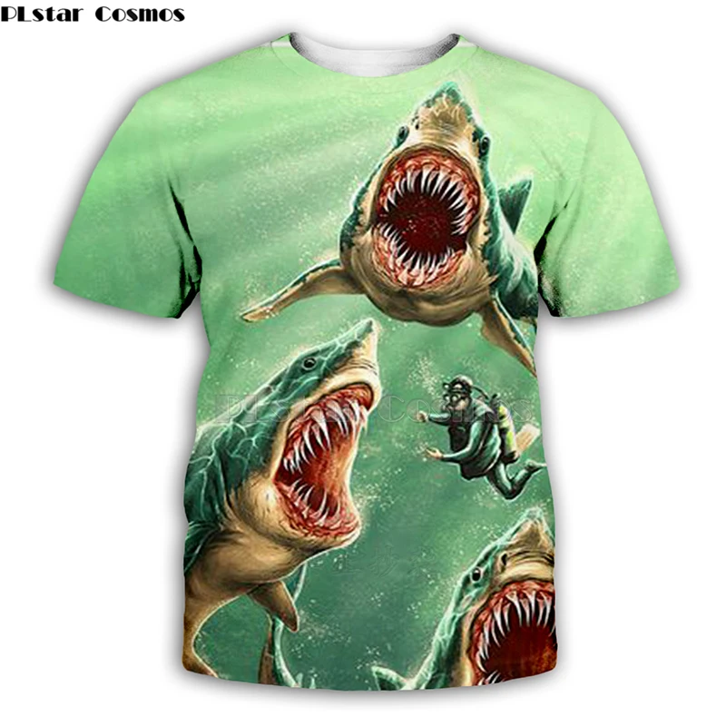 

2019 New 3D t shirt sea animal shark Unisex Printed t shirt steetwear funny Hawaii beach Style clothing