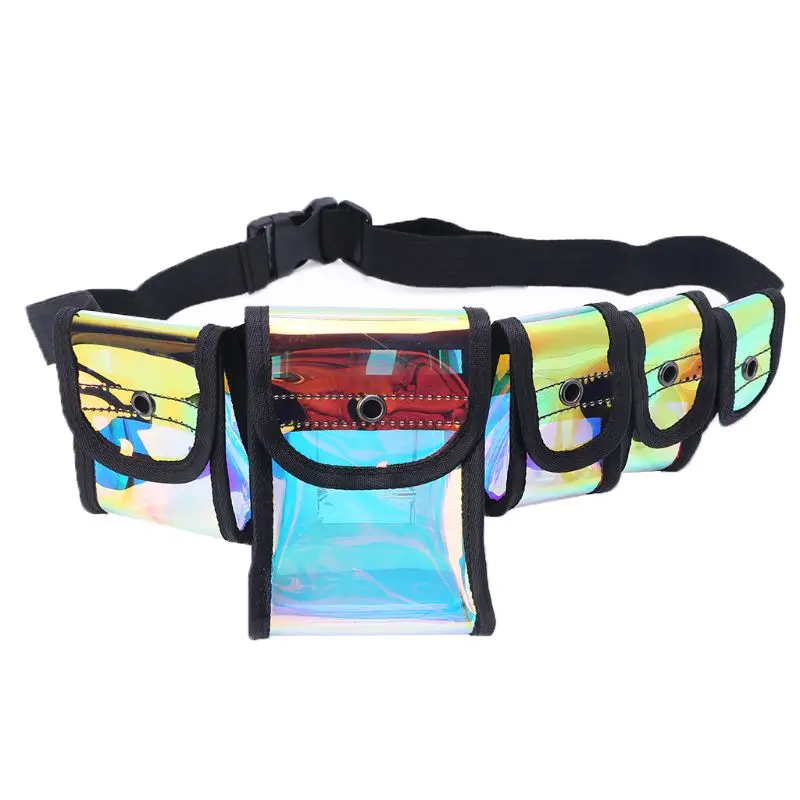 Fashion Unisex Transparent Waist Bags Fanny Pack Men Women Shoulder Chest Bag Multi-pocket Mini Holographic Belt Bum Bag