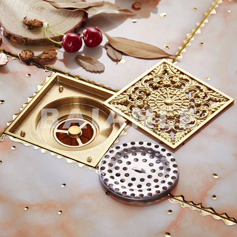 Бесплатная доставка медная дезодорирующая квадратная напольная сливная решетка