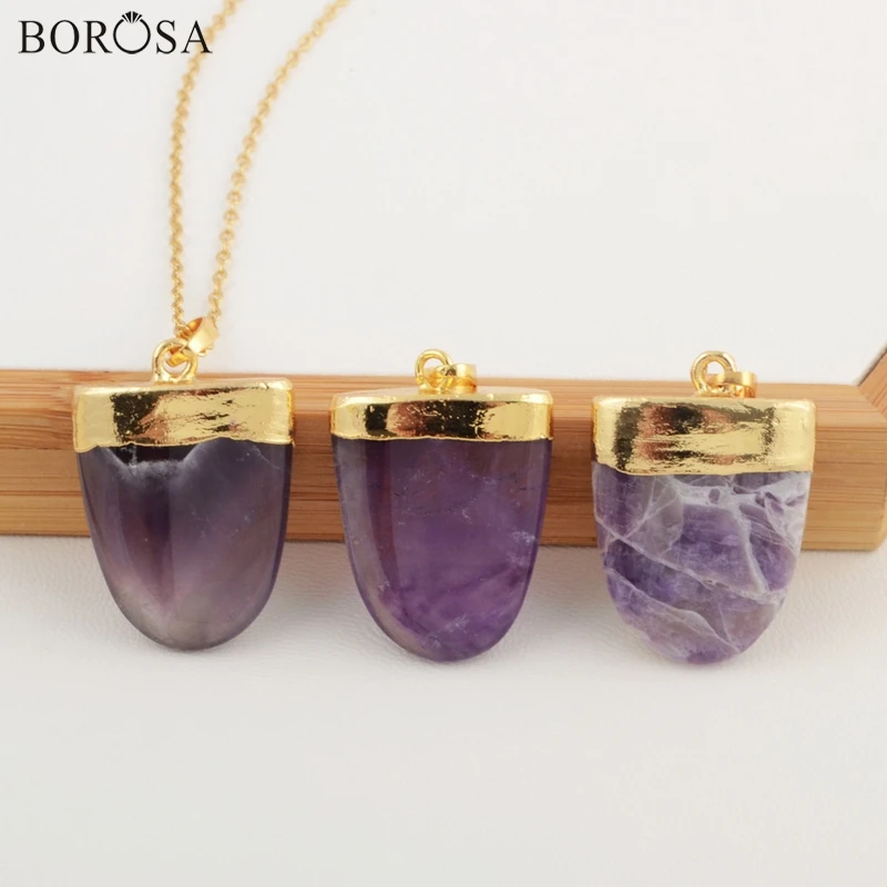 Женское Ожерелье BOROSA в стиле бохо из натурального аметиста многоцветный флюорит
