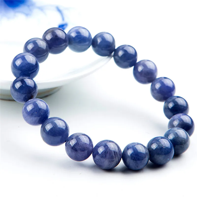 

11mm Genuine Natural Tanzanite Blue Gemstone Bracelet For Woman Man Gift Round Beads Stretch Crystal Party Bracelet AAAAA
