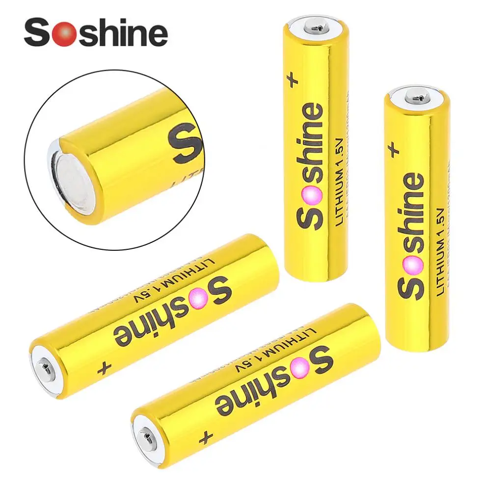 4 шт. Литиевые Батарейки Soshine 1 5 в 1200 мАч AAA FR03 с непрерывной разгрузкой для
