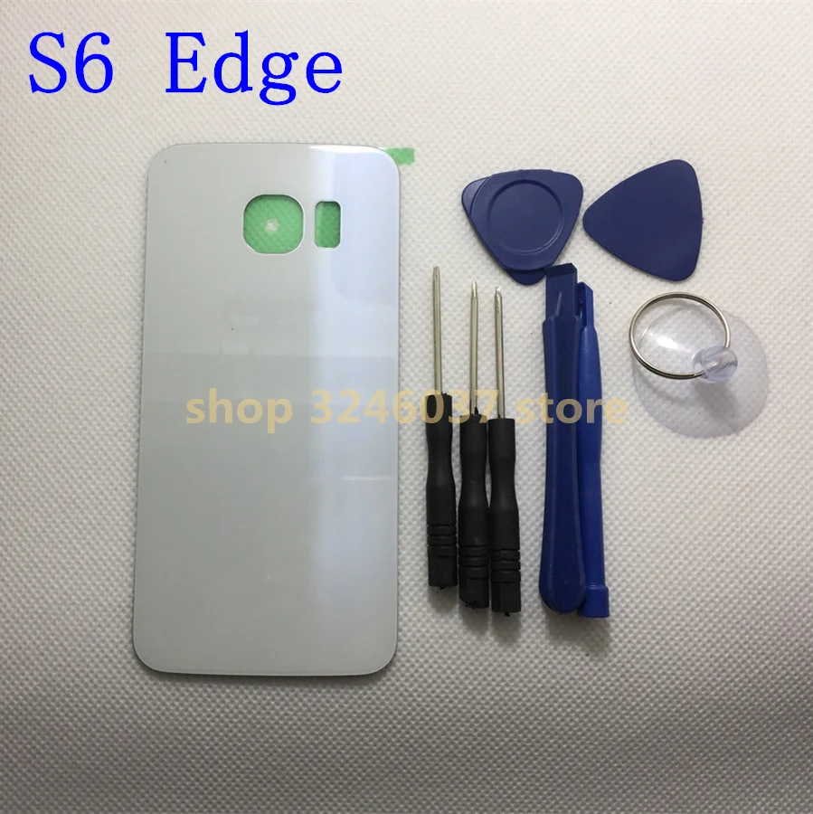 Back Glass Cover for Samsung Galaxy S6 Edge G925 G925F Rear Battery Housing with Logo + sticker | Мобильные телефоны и