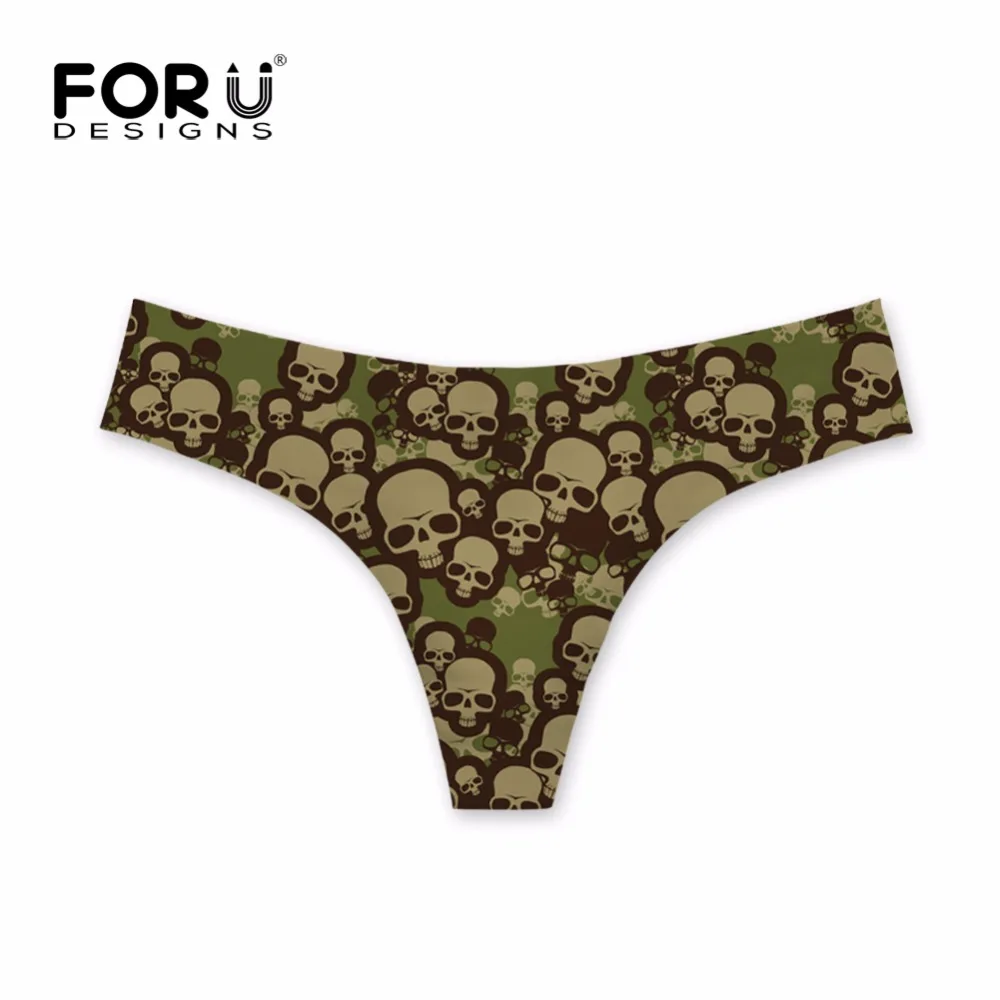 FORUDESIGNS Sexy Lingerie Women G strings Seamless Panties Female Underwear 3D Skull Heads Printed g Strings Bragas Mujer Briefs|seamless