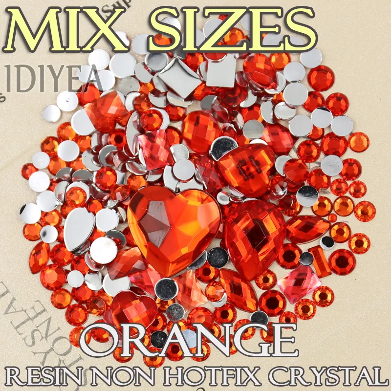 1500 шт./лот разноцветные оранжевые Стразы для ногтей стразы из полимера с плоской