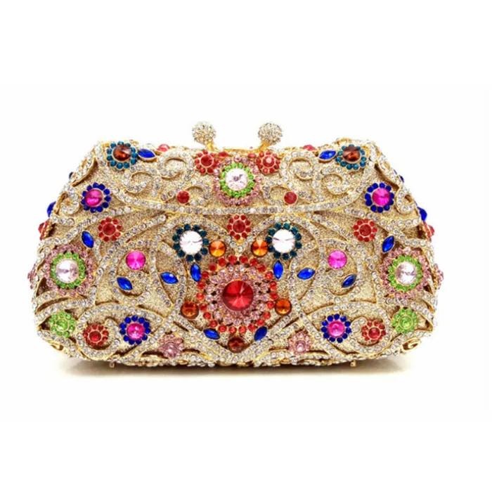 Золотые кристаллы стразы клатчи женские вечерние сумочки для банкета свадебная