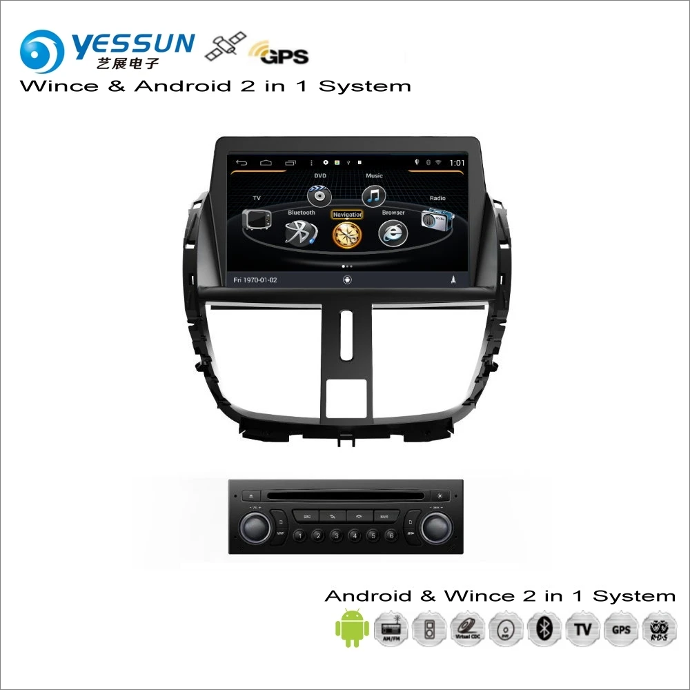 YESSUN для peugeot 207/206+ 2009~ 2013-Автомобильный Android мультимедийный радио CD dvd-плеер gps Navi карта навигации Аудио Видео Стерео