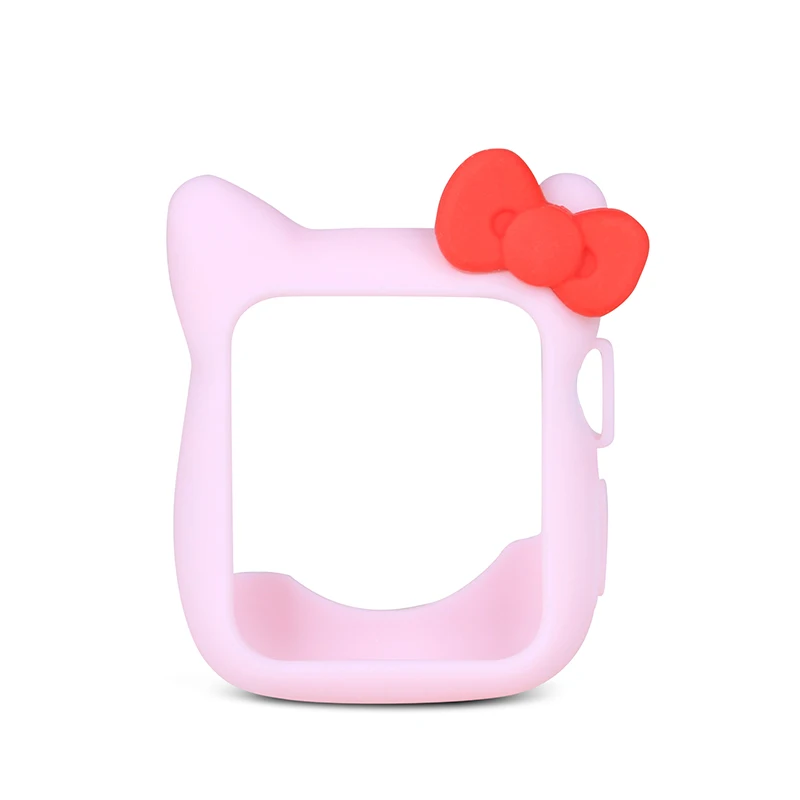 Kitty Pink red Силиконовый чехол для Apple watch 3 2 1 42 мм 38 мм милый женский мультяшный резиновый чехол для часов hello kitty Minnie для Iwatch 3 2 1 - Цвет ремешка: Kitty Pink red