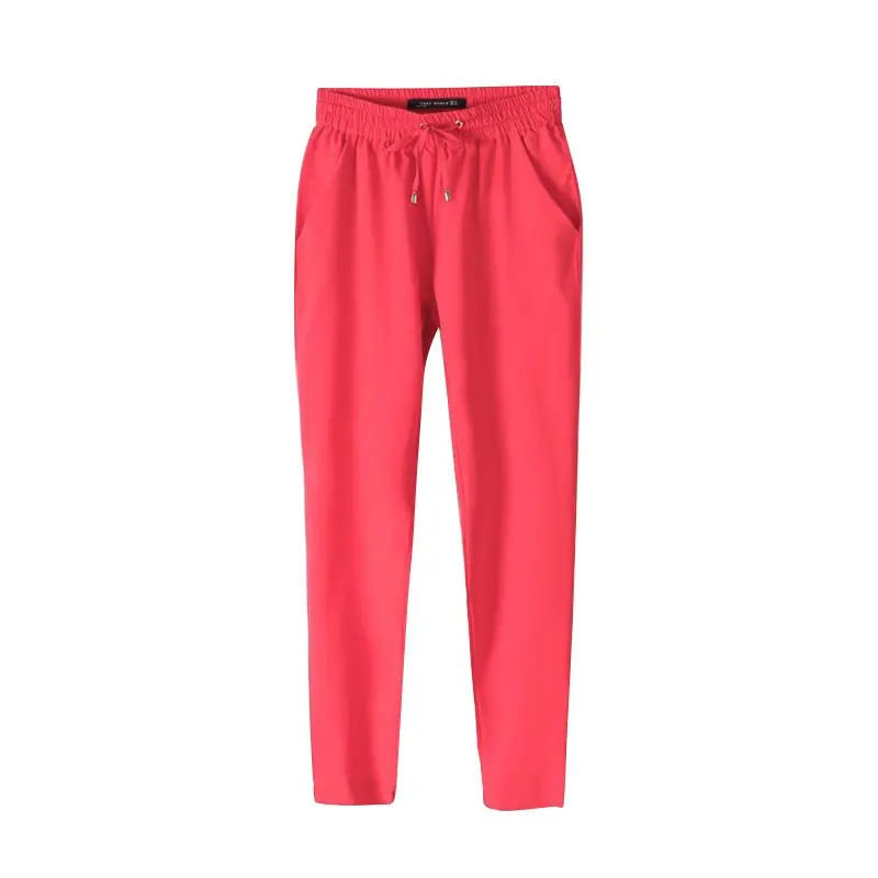 Модные Женские однотонные длинные штаны повседневные шаровары женские