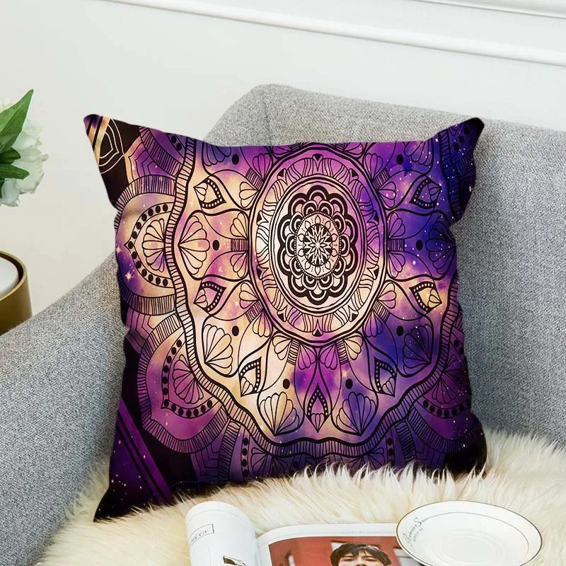 Двусторонний геометрический чехол для подушки с рисунком мандалы Полиэстеровая