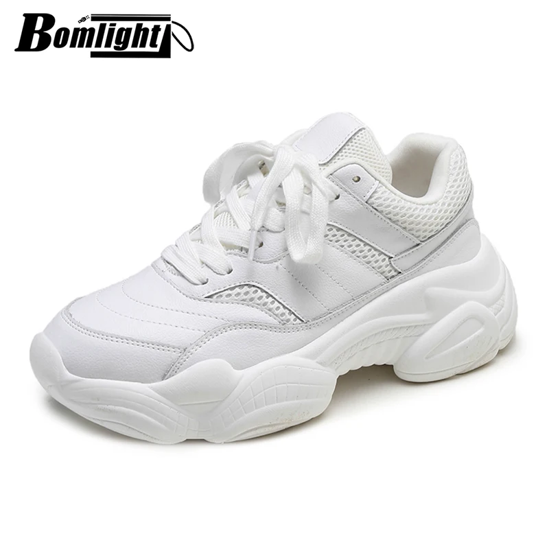 Женские дизайнерские туфли Bomlight летние дышащие кроссовки на массивной платформе