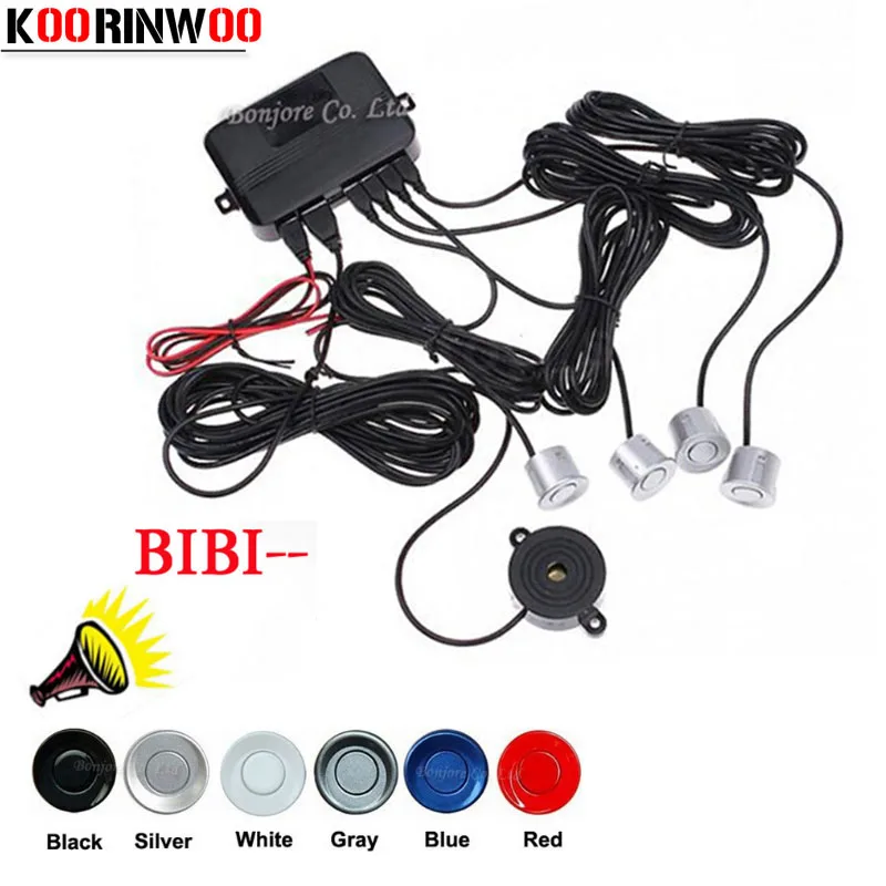 Парковочные датчики Koorinwoo парковочные Parktronics 4 черный/серебристый/белый/Gley 22 мм